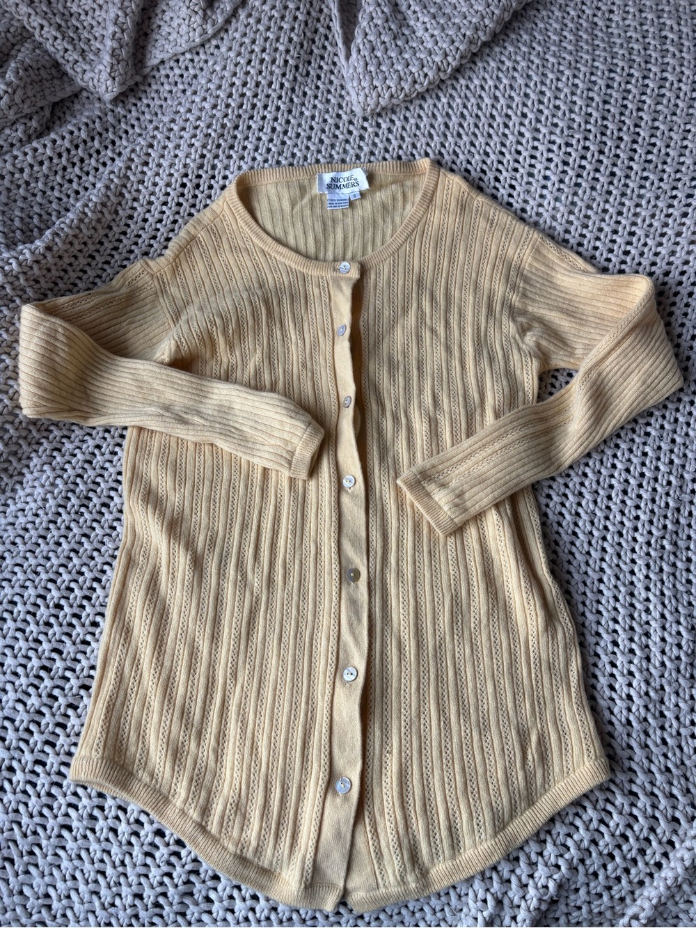 Butter Yellow Ribbed Button-Front Women's Cardigan